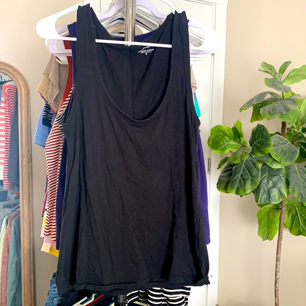 Black j crew basic tank vintage cotton size Small